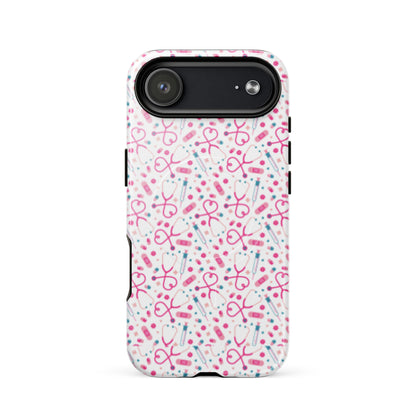 Kawaii Nurse MagSafe Tough iPhone Case | Cute Medical Pattern Phone Case for Nurses - Spinsterly Co