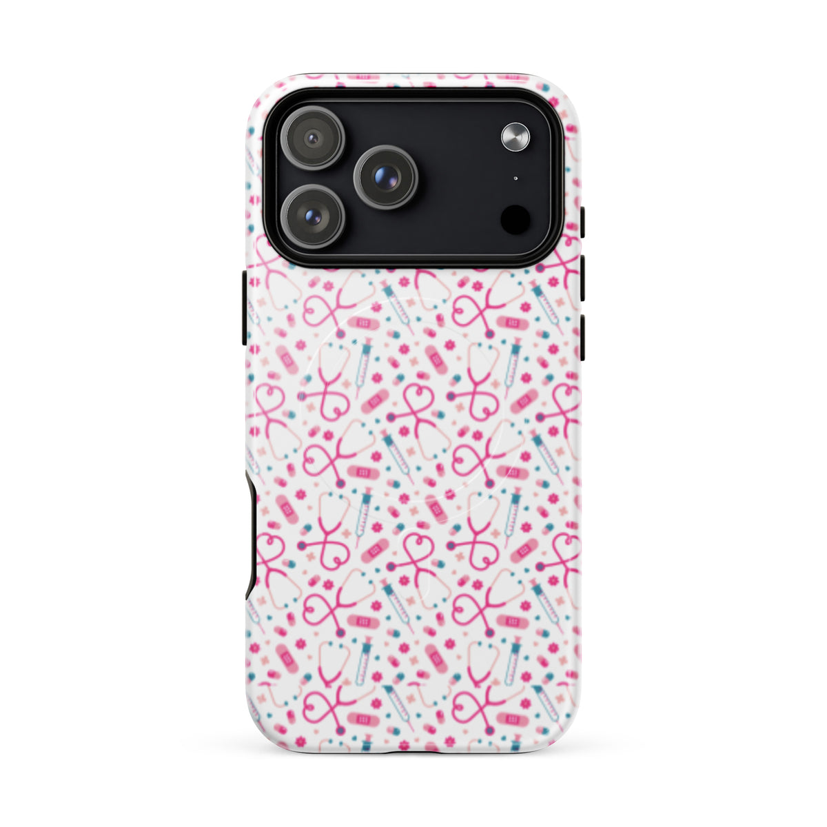 Kawaii Nurse MagSafe Tough iPhone Case | Cute Medical Pattern Phone Case for Nurses - Spinsterly Co