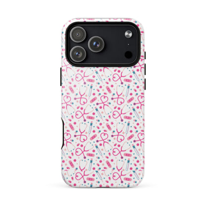 Kawaii Nurse MagSafe Tough iPhone Case | Cute Medical Pattern Phone Case for Nurses - Spinsterly Co
