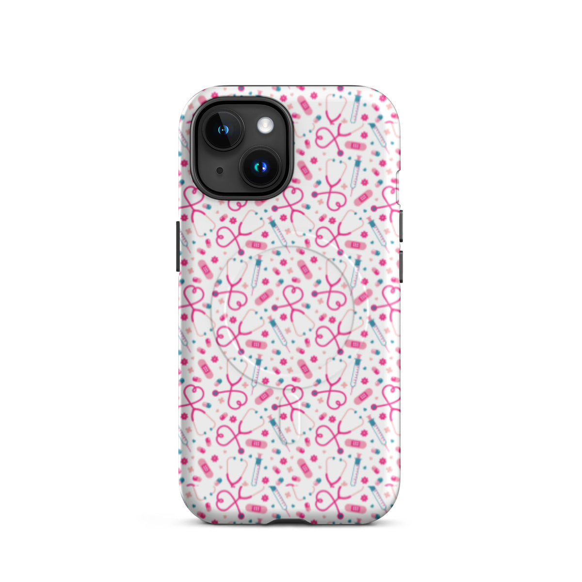 Kawaii Nurse MagSafe Tough iPhone Case | Cute Medical Pattern Phone Case for Nurses - Spinsterly Co