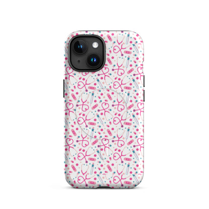 Kawaii Nurse MagSafe Tough iPhone Case | Cute Medical Pattern Phone Case for Nurses - Spinsterly Co