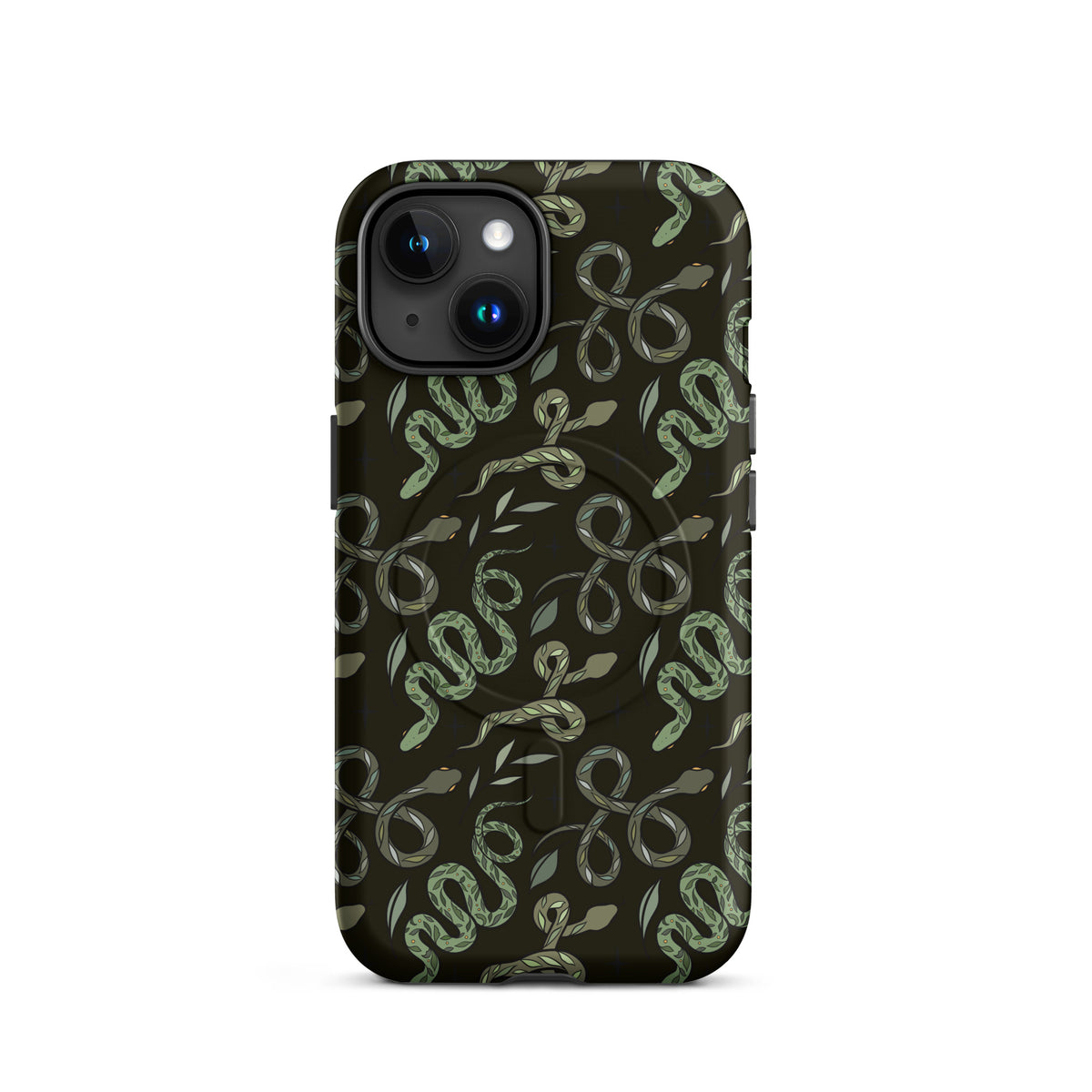 Green Serpent Pattern MagSafe Tough Case | Dark Botanical Snake iPhone Case - Spinsterly Co