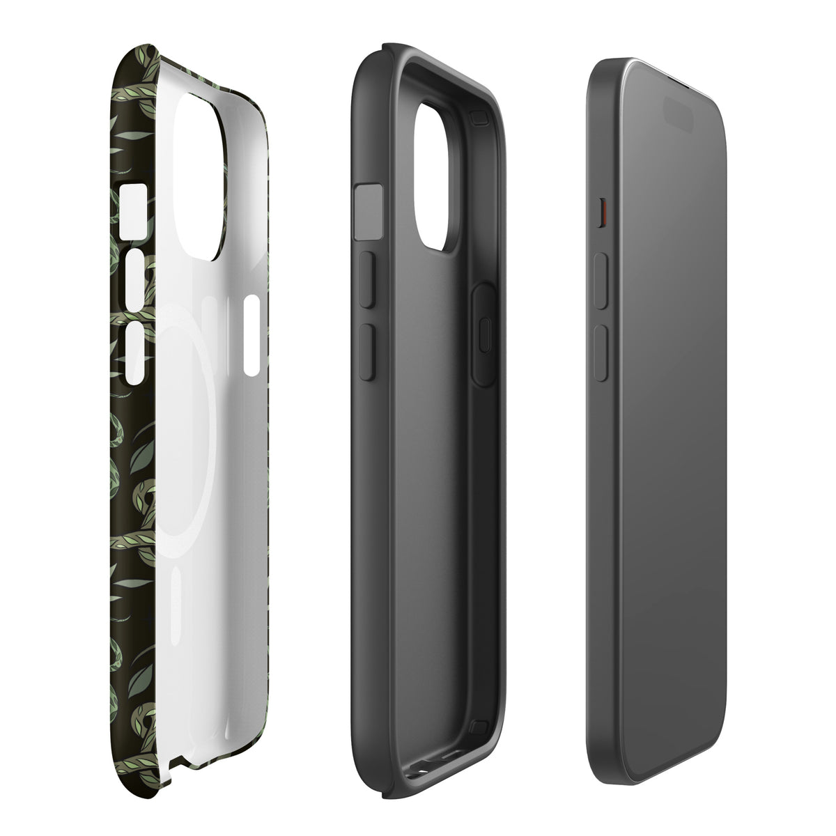 Green Serpent Pattern MagSafe Tough Case | Dark Botanical Snake iPhone Case - Spinsterly Co