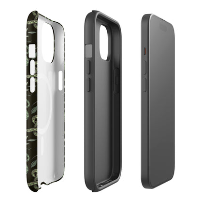 Green Serpent Pattern MagSafe Tough Case | Dark Botanical Snake iPhone Case - Spinsterly Co