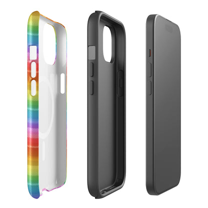 Rainbow Plaid MagSafe Tough Case | Colorful Tartan iPhone Case - Spinsterly Co