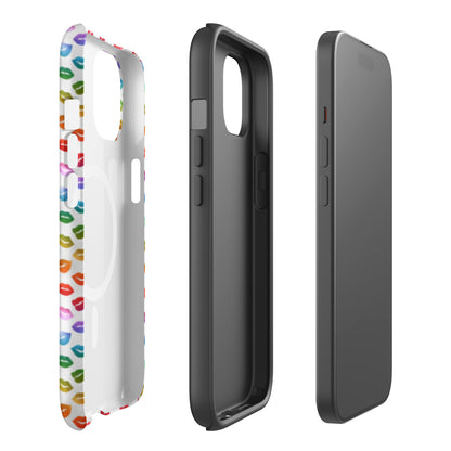 Rainbow Lips MagSafe Tough Case | Colorful Kiss Print iPhone Case - Spinsterly Co