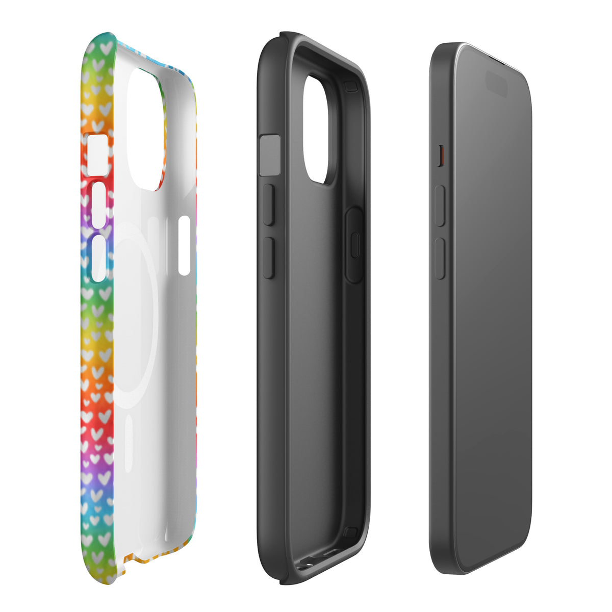 Rainbow Hearts MagSafe Tough Case | Colorful Heart Pattern iPhone Case - Spinsterly Co