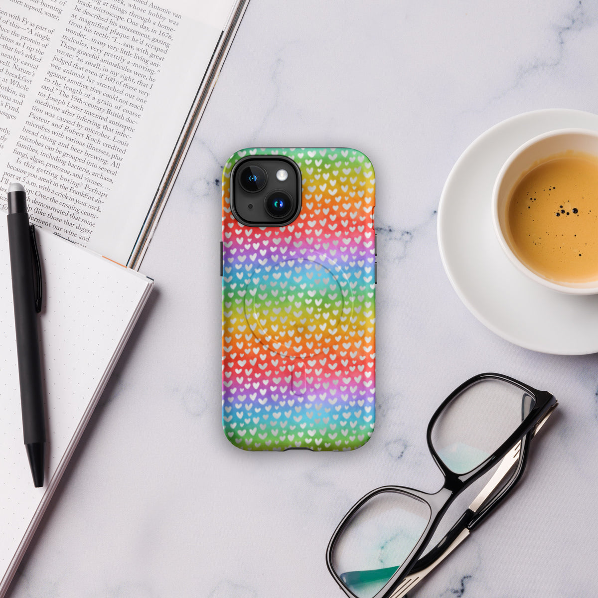 Rainbow Hearts MagSafe Tough Case | Colorful Heart Pattern iPhone Case - Spinsterly Co