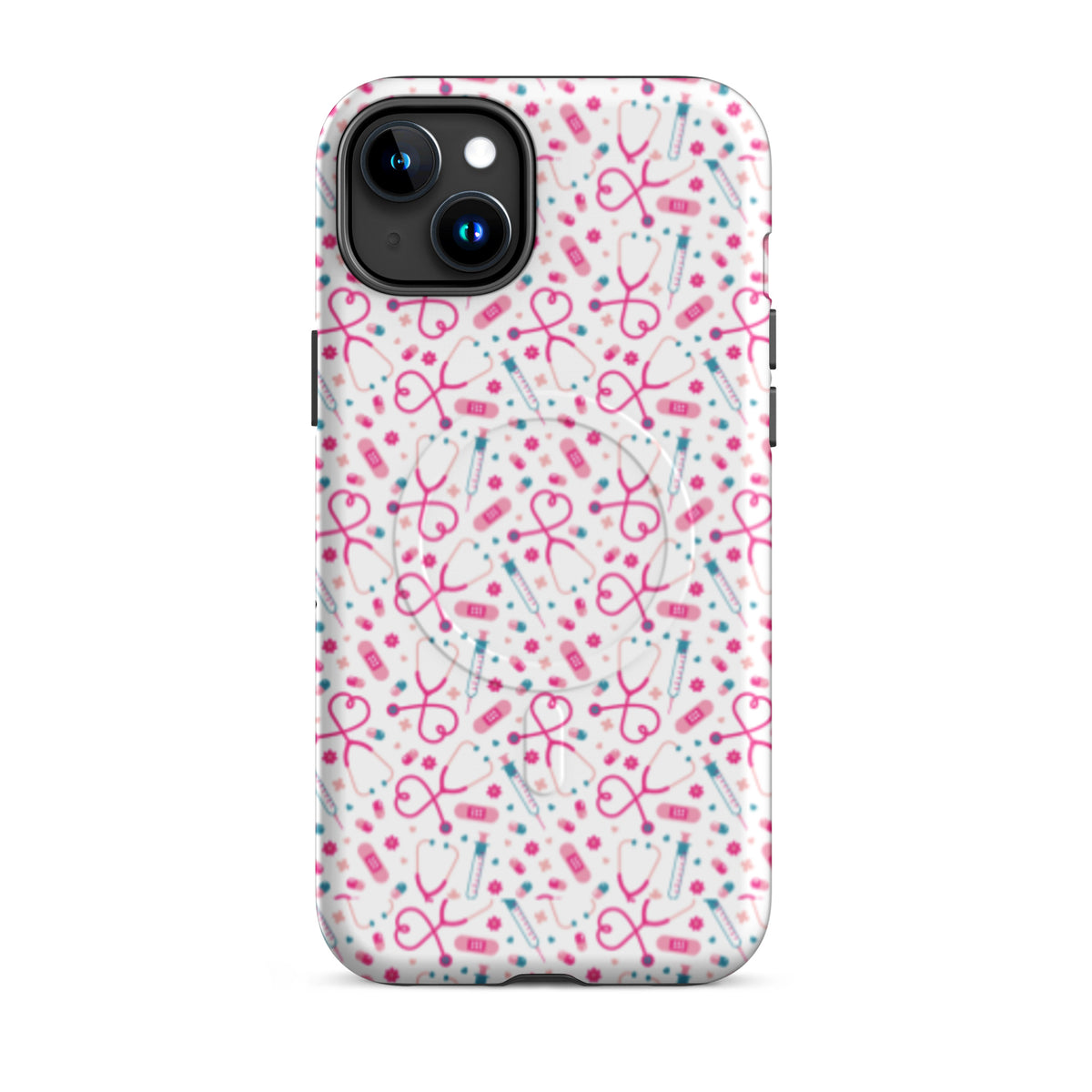 Kawaii Nurse MagSafe Tough iPhone Case | Cute Medical Pattern Phone Case for Nurses - Spinsterly Co