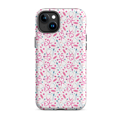 Kawaii Nurse MagSafe Tough iPhone Case | Cute Medical Pattern Phone Case for Nurses - Spinsterly Co
