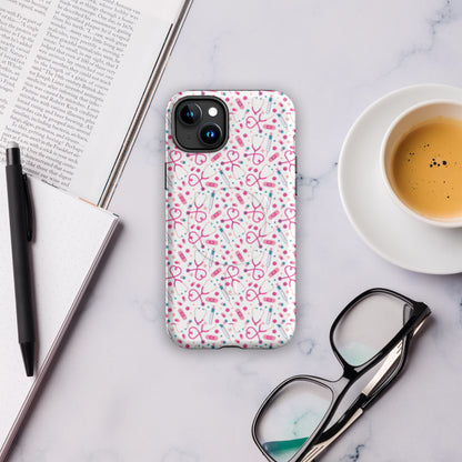 Kawaii Nurse MagSafe Tough iPhone Case | Cute Medical Pattern Phone Case for Nurses - Spinsterly Co
