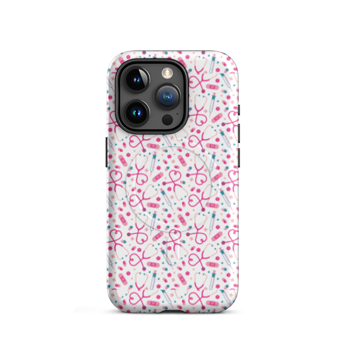 Kawaii Nurse MagSafe Tough iPhone Case | Cute Medical Pattern Phone Case for Nurses - Spinsterly Co