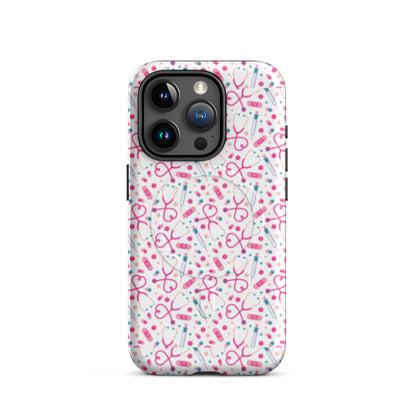 Kawaii Nurse MagSafe Tough iPhone Case | Cute Medical Pattern Phone Case for Nurses - Spinsterly Co