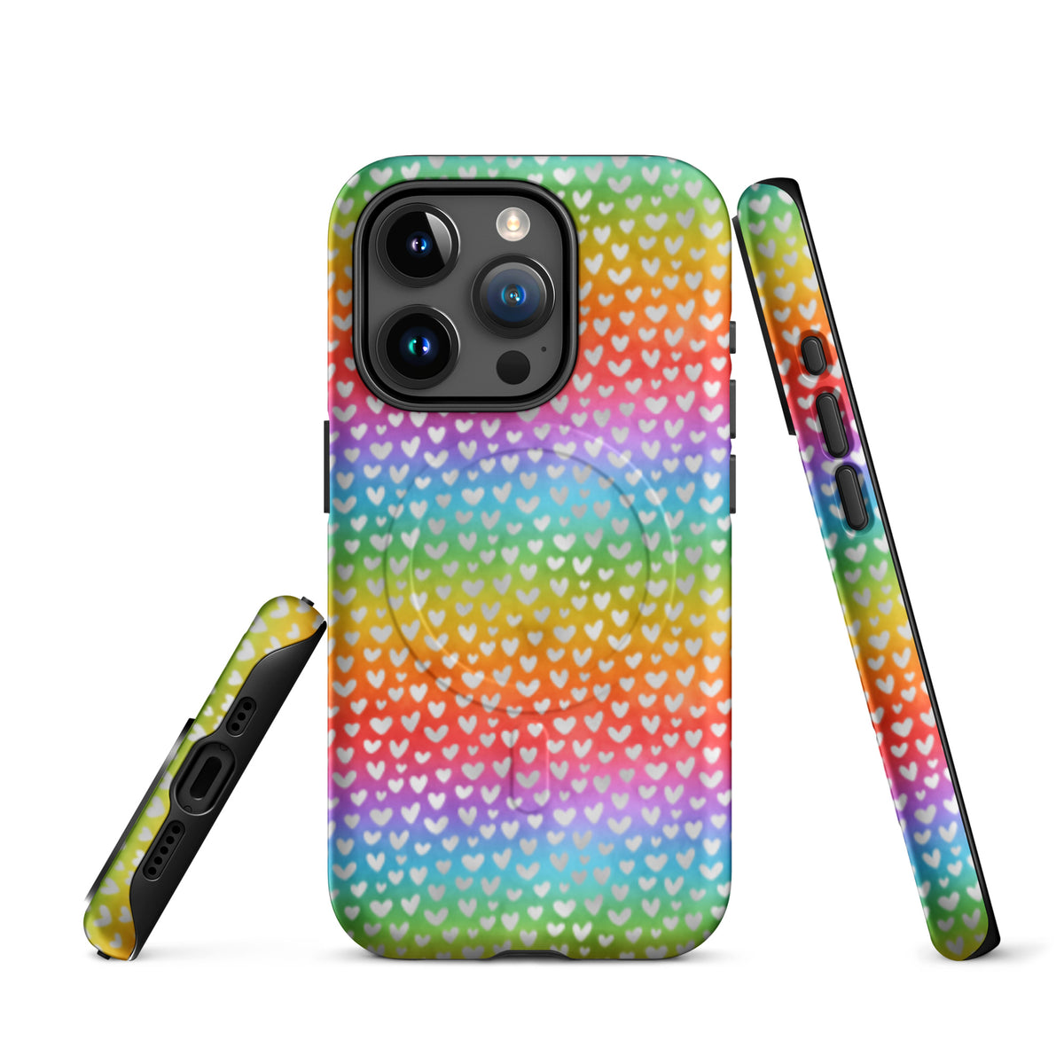 Rainbow Hearts MagSafe Tough Case | Colorful Heart Pattern iPhone Case - Spinsterly Co