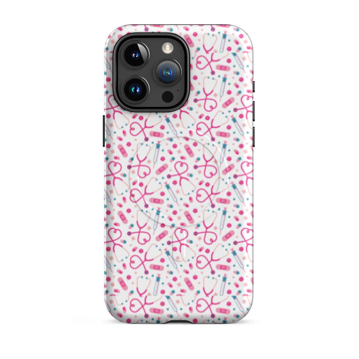 Kawaii Nurse MagSafe Tough iPhone Case | Cute Medical Pattern Phone Case for Nurses - Spinsterly Co