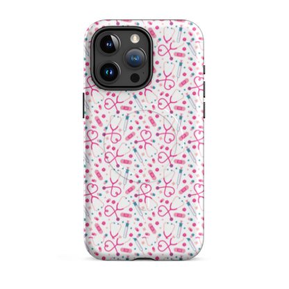 Kawaii Nurse MagSafe Tough iPhone Case | Cute Medical Pattern Phone Case for Nurses - Spinsterly Co