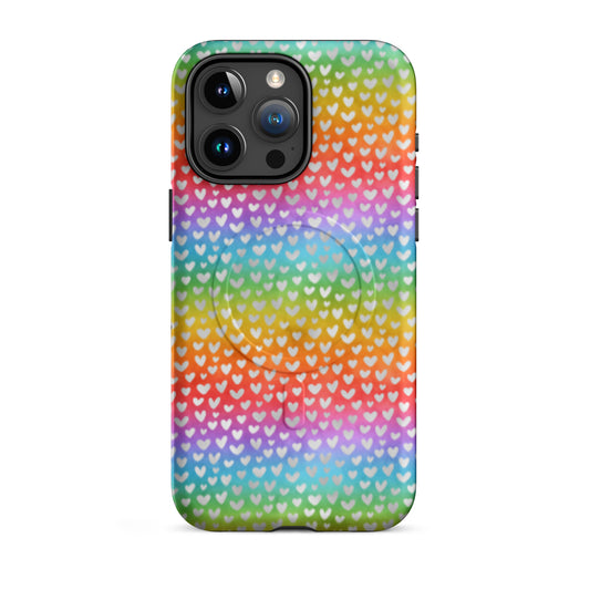 Rainbow Hearts MagSafe Tough Case | Colorful Heart Pattern iPhone Case - Spinsterly Co