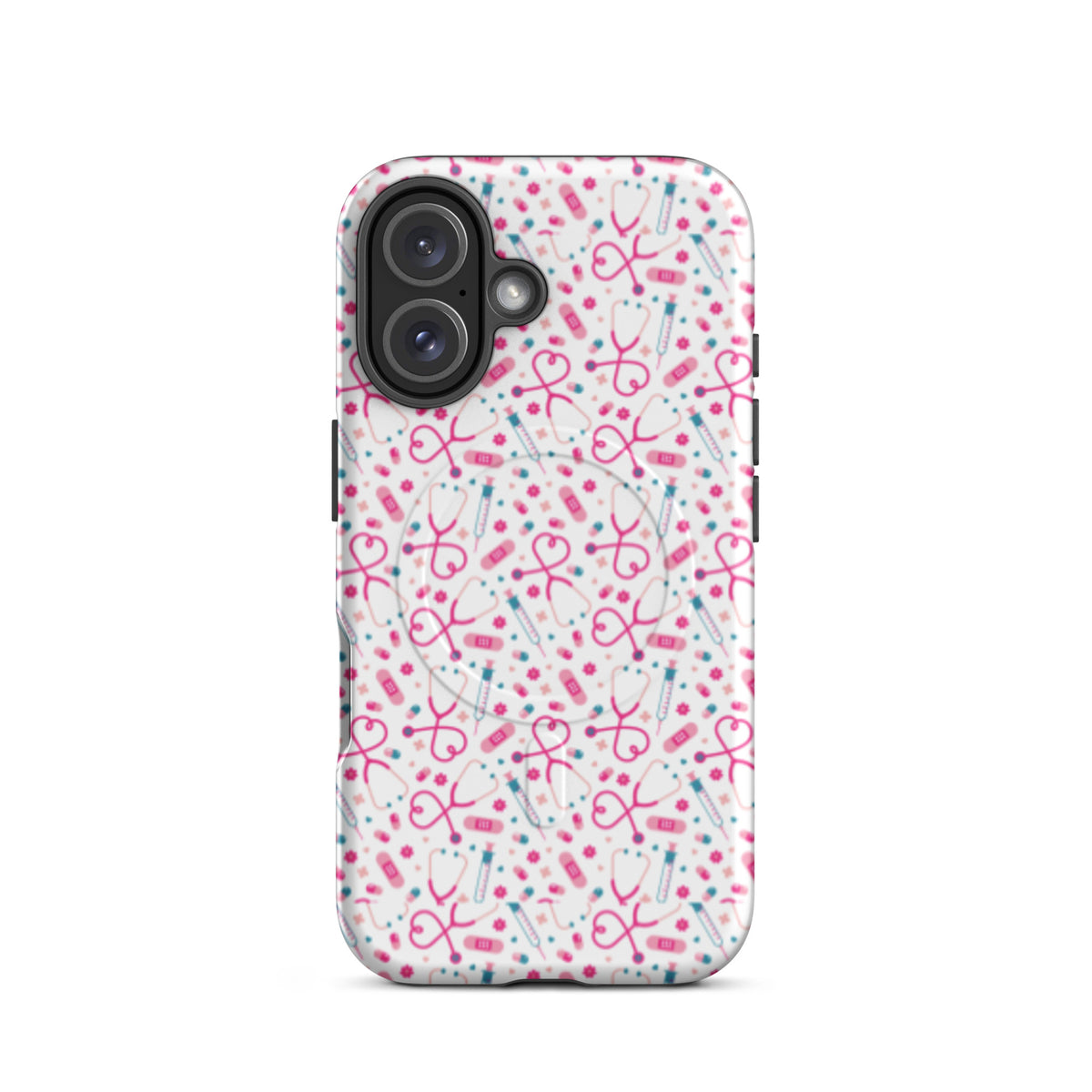 Kawaii Nurse MagSafe Tough iPhone Case | Cute Medical Pattern Phone Case for Nurses - Spinsterly Co