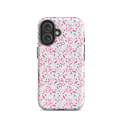 Kawaii Nurse MagSafe Tough iPhone Case | Cute Medical Pattern Phone Case for Nurses - Spinsterly Co