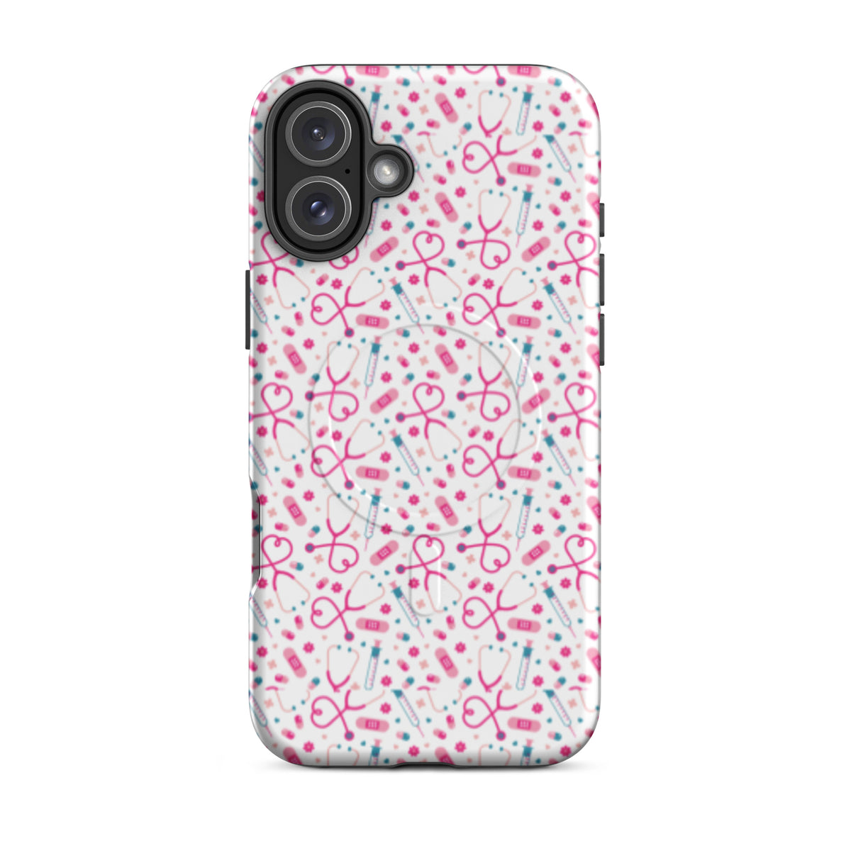 Kawaii Nurse MagSafe Tough iPhone Case | Cute Medical Pattern Phone Case for Nurses - Spinsterly Co