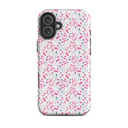 Kawaii Nurse MagSafe Tough iPhone Case | Cute Medical Pattern Phone Case for Nurses - Spinsterly Co