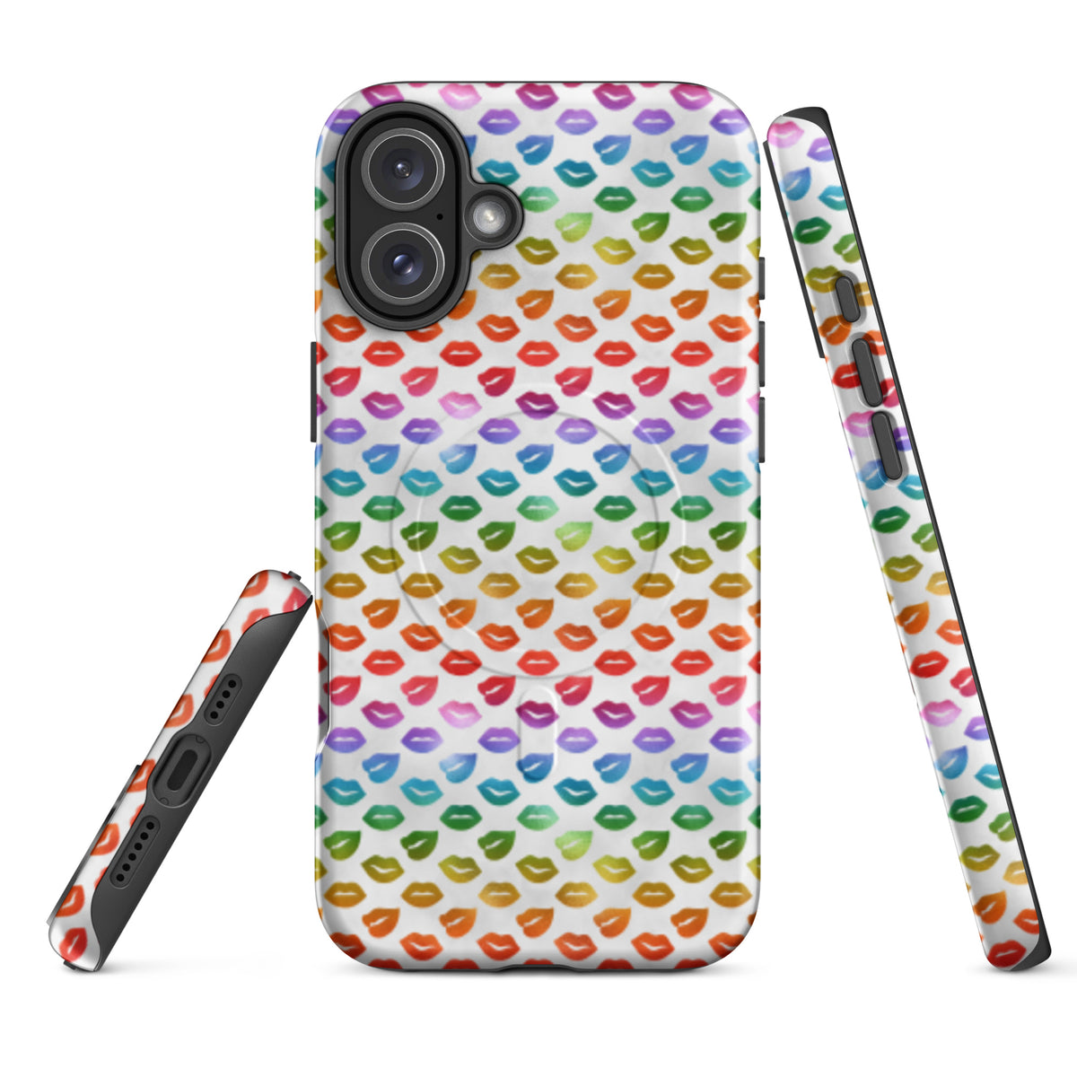 Rainbow Lips MagSafe Tough Case | Colorful Kiss Print iPhone Case - Spinsterly Co