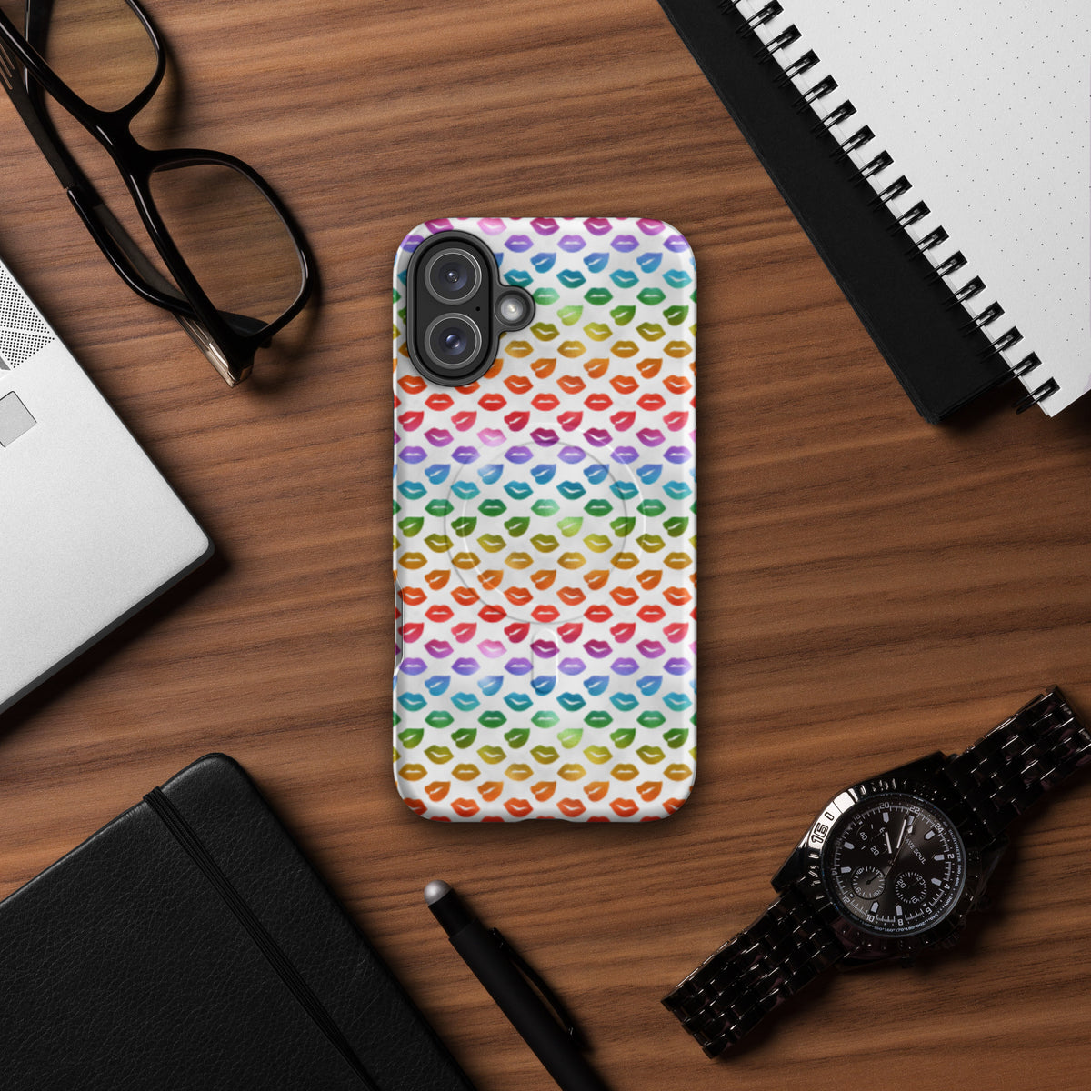Rainbow Lips MagSafe Tough Case | Colorful Kiss Print iPhone Case - Spinsterly Co