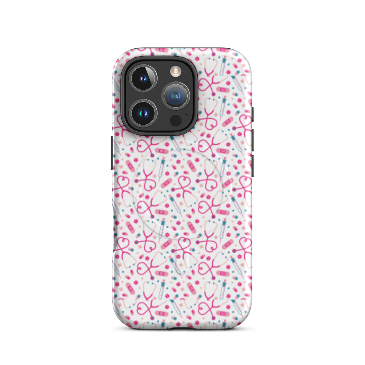 Kawaii Nurse MagSafe Tough iPhone Case | Cute Medical Pattern Phone Case for Nurses - Spinsterly Co