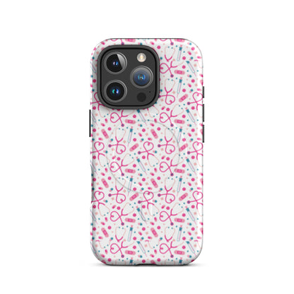 Kawaii Nurse MagSafe Tough iPhone Case | Cute Medical Pattern Phone Case for Nurses - Spinsterly Co