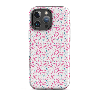 Kawaii Nurse MagSafe Tough iPhone Case | Cute Medical Pattern Phone Case for Nurses - Spinsterly Co