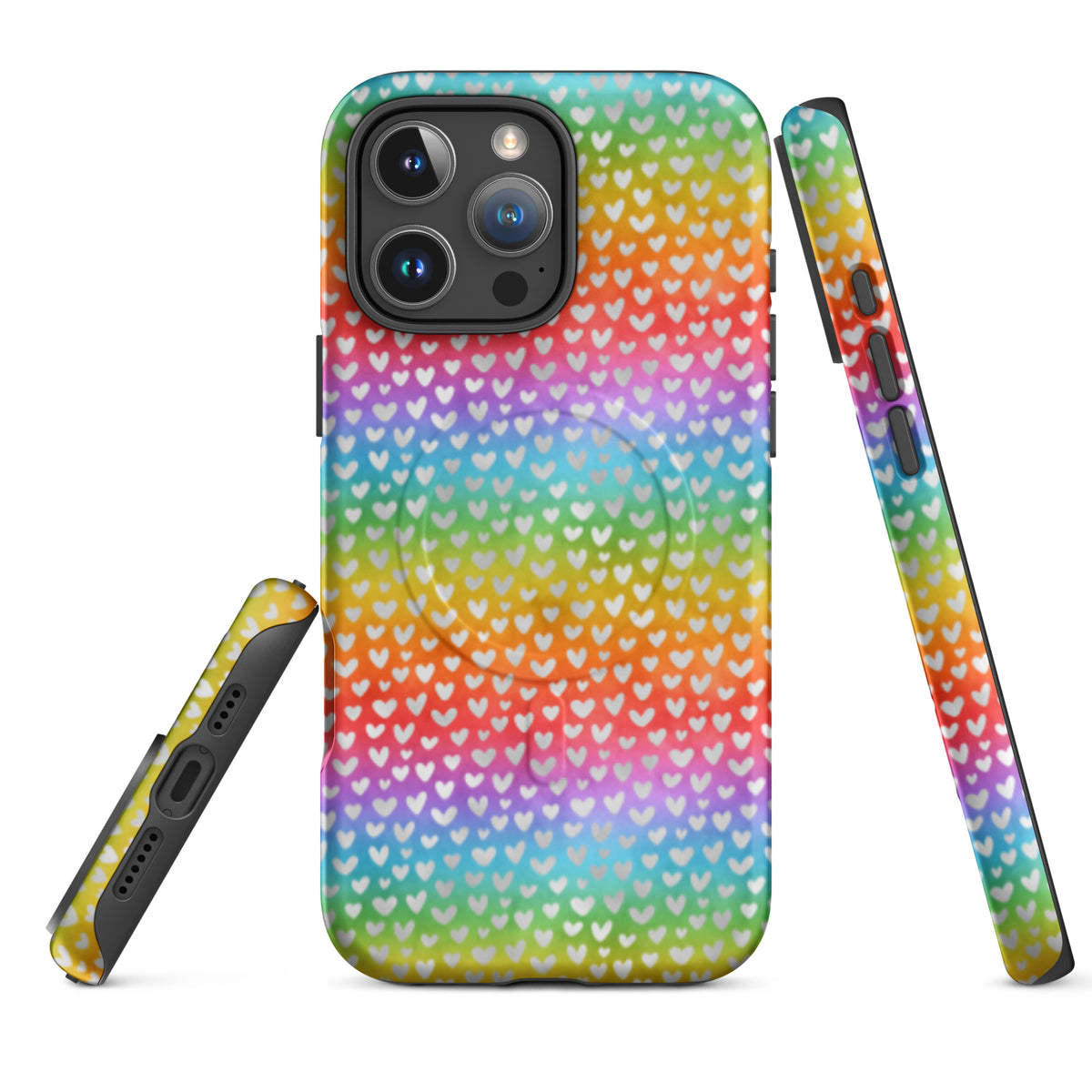 Rainbow Hearts MagSafe Tough Case | Colorful Heart Pattern iPhone Case - Spinsterly Co