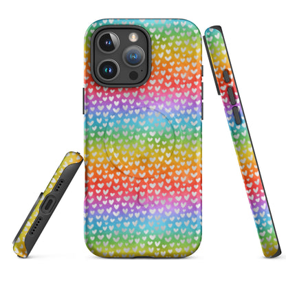 Rainbow Hearts MagSafe Tough Case | Colorful Heart Pattern iPhone Case - Spinsterly Co