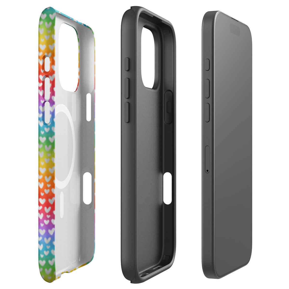 Rainbow Hearts MagSafe Tough Case | Colorful Heart Pattern iPhone Case - Spinsterly Co