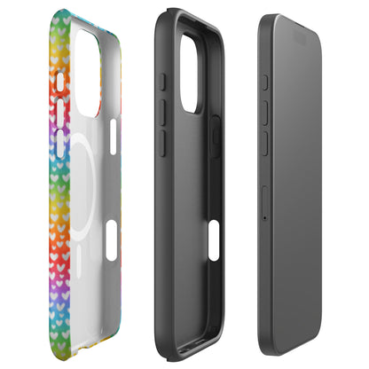 Rainbow Hearts MagSafe Tough Case | Colorful Heart Pattern iPhone Case - Spinsterly Co