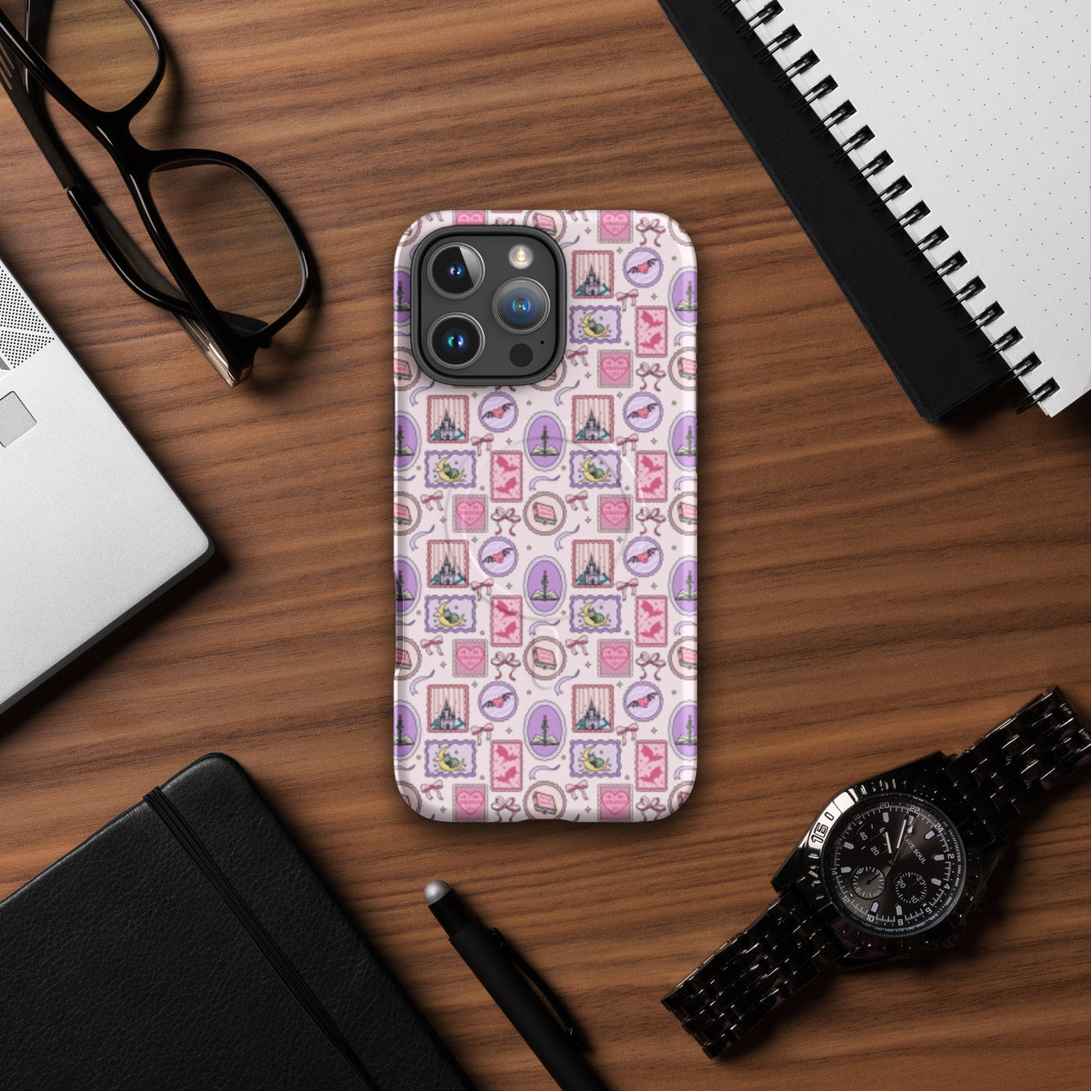 Dark Romance Coquette MagSafe Tough Case | Pink Gothic Castle Bat Bow iPhone Case - Spinsterly Co