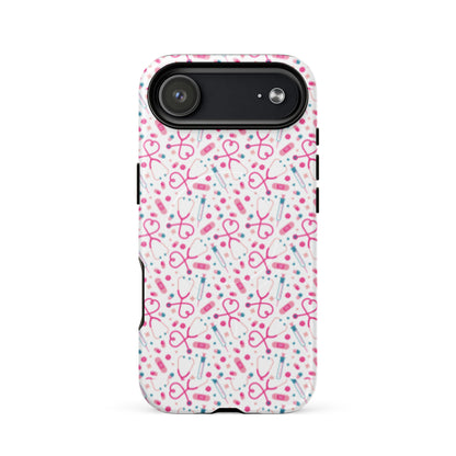Kawaii Nurse MagSafe Tough iPhone Case | Cute Medical Pattern Phone Case for Nurses - Spinsterly Co