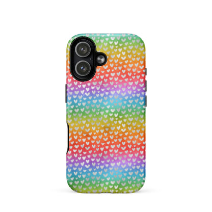 Rainbow Hearts MagSafe Tough Case | Colorful Heart Pattern iPhone Case - Spinsterly Co