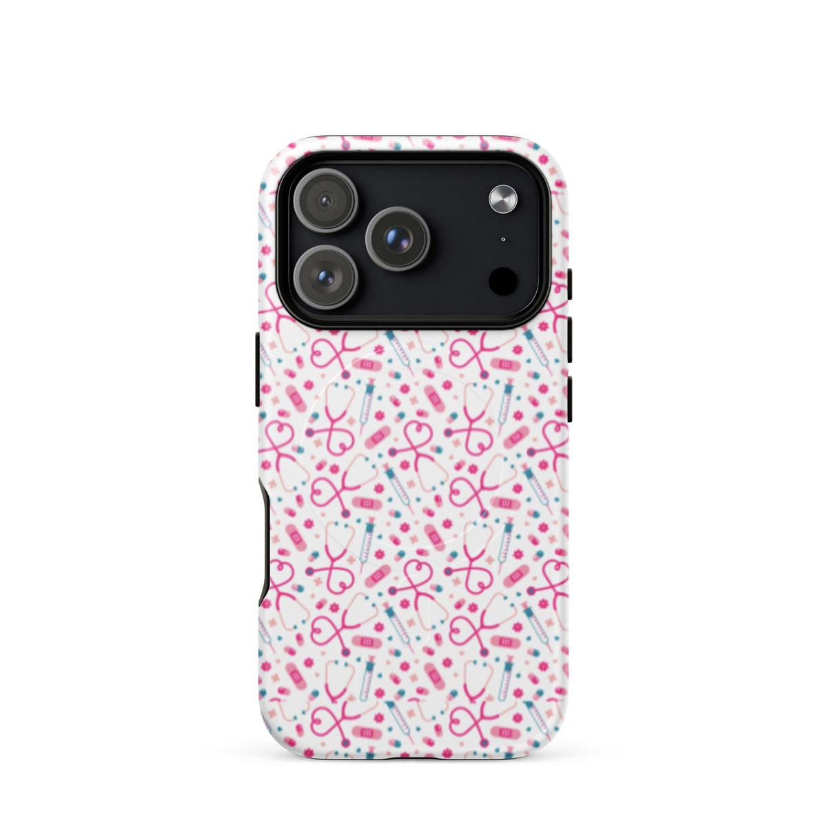 Kawaii Nurse MagSafe Tough iPhone Case | Cute Medical Pattern Phone Case for Nurses - Spinsterly Co