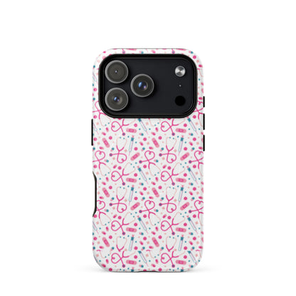 Kawaii Nurse MagSafe Tough iPhone Case | Cute Medical Pattern Phone Case for Nurses - Spinsterly Co