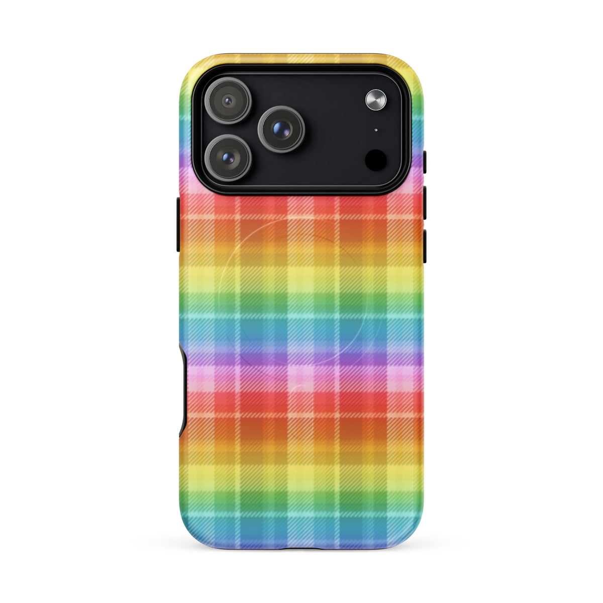 Rainbow Plaid MagSafe Tough Case | Colorful Tartan iPhone Case - Spinsterly Co