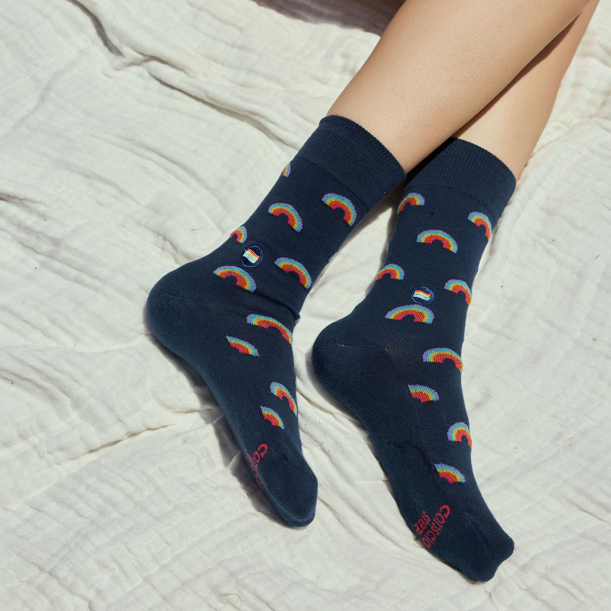 Save LGBTQ Lives Gift Box — 3-Pack Crew Sock Set | Rainbow, Mini Rainbow & Progress Pride Stripe - Spinsterly Co