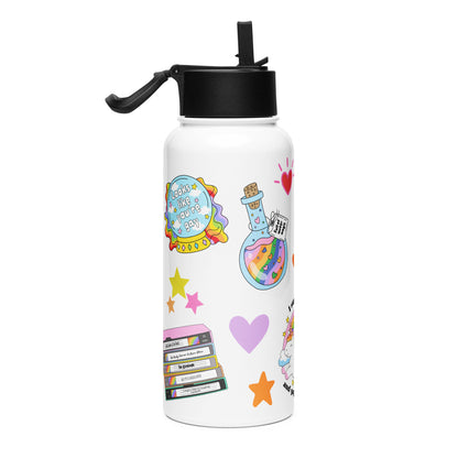 Pride Sticker Water Bottle | 32oz Insulated Stainless Steel with Straw - Spinsterly Co