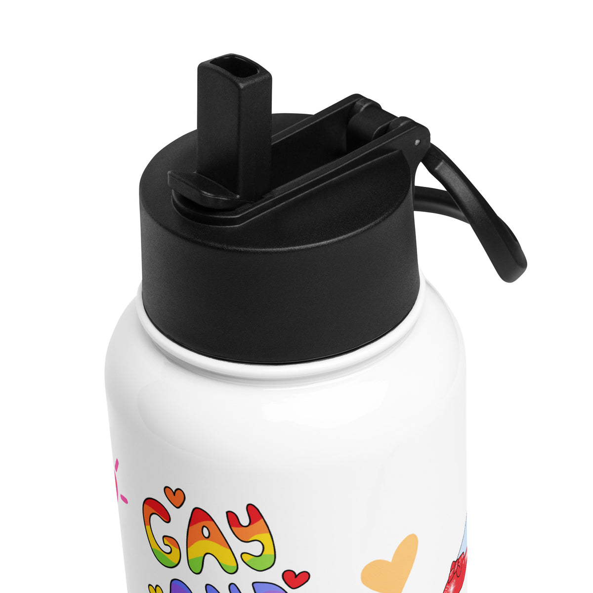 Pride Sticker Water Bottle | 32oz Insulated Stainless Steel with Straw - Spinsterly Co