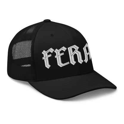 Feral Embroidered Trucker Hat | Gothic Blackletter Statement Cap - Spinsterly Co