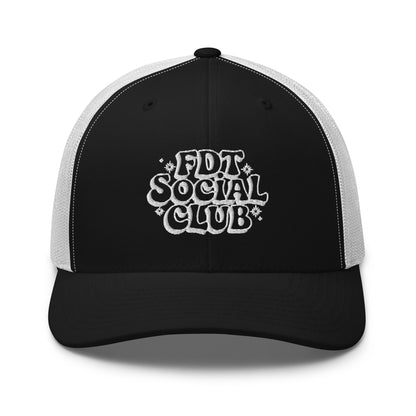 FDT Social Club Trucker Hat | Retro Groovy Embroidered Political Statement Cap | Spinsterly Co - Spinsterly Co