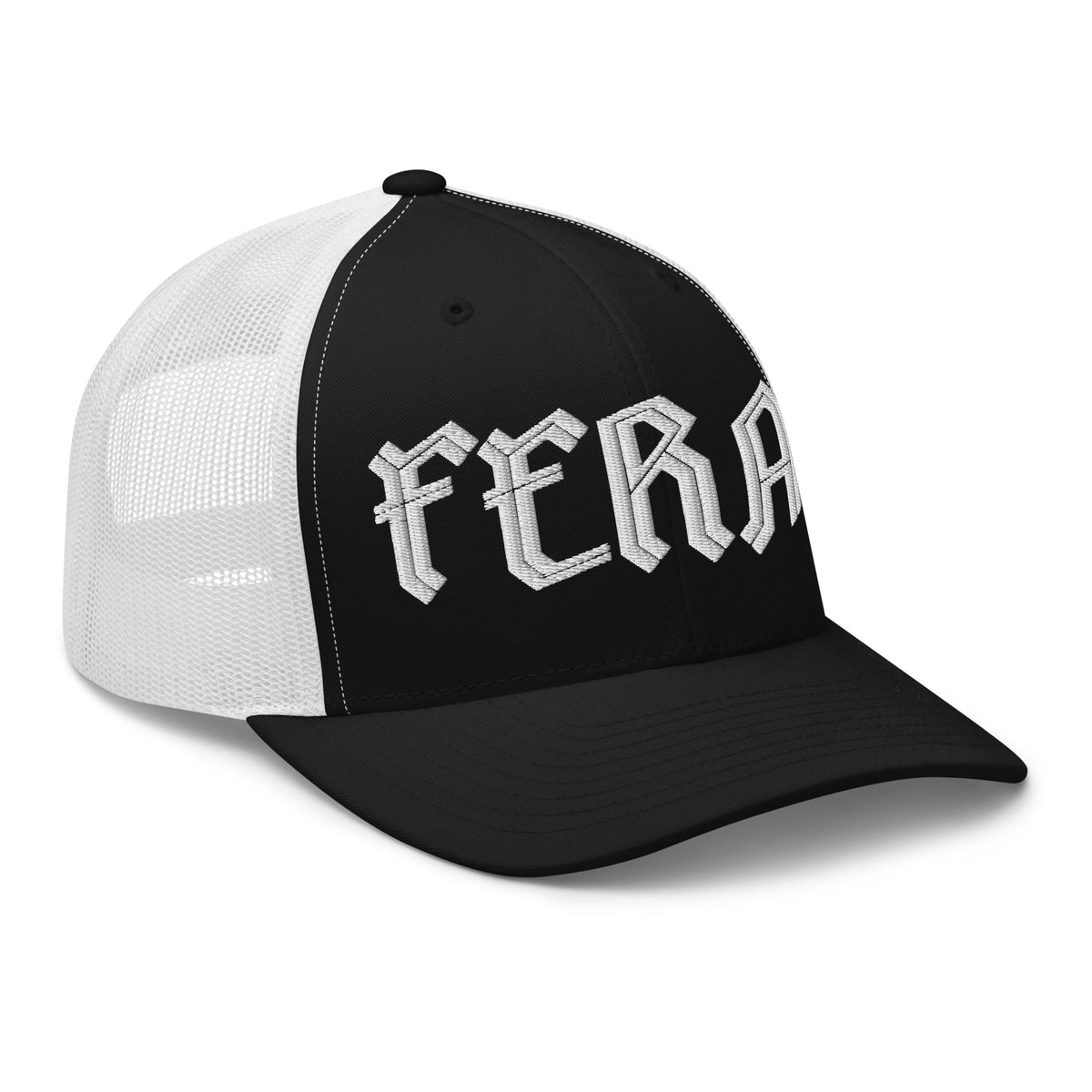 Feral Embroidered Trucker Hat | Gothic Blackletter Statement Cap - Spinsterly Co