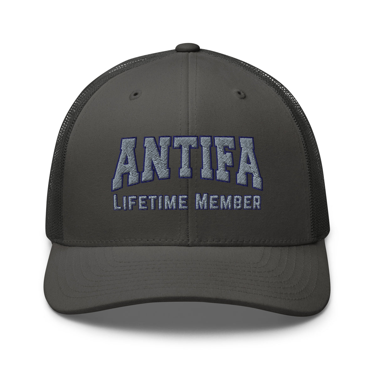 Antifa Lifetime Member Embroidered Trucker Hat | Anti-Fascist Statement Cap - Spinsterly Co