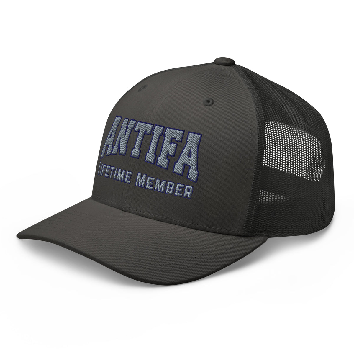 Antifa Lifetime Member Embroidered Trucker Hat | Anti-Fascist Statement Cap - Spinsterly Co