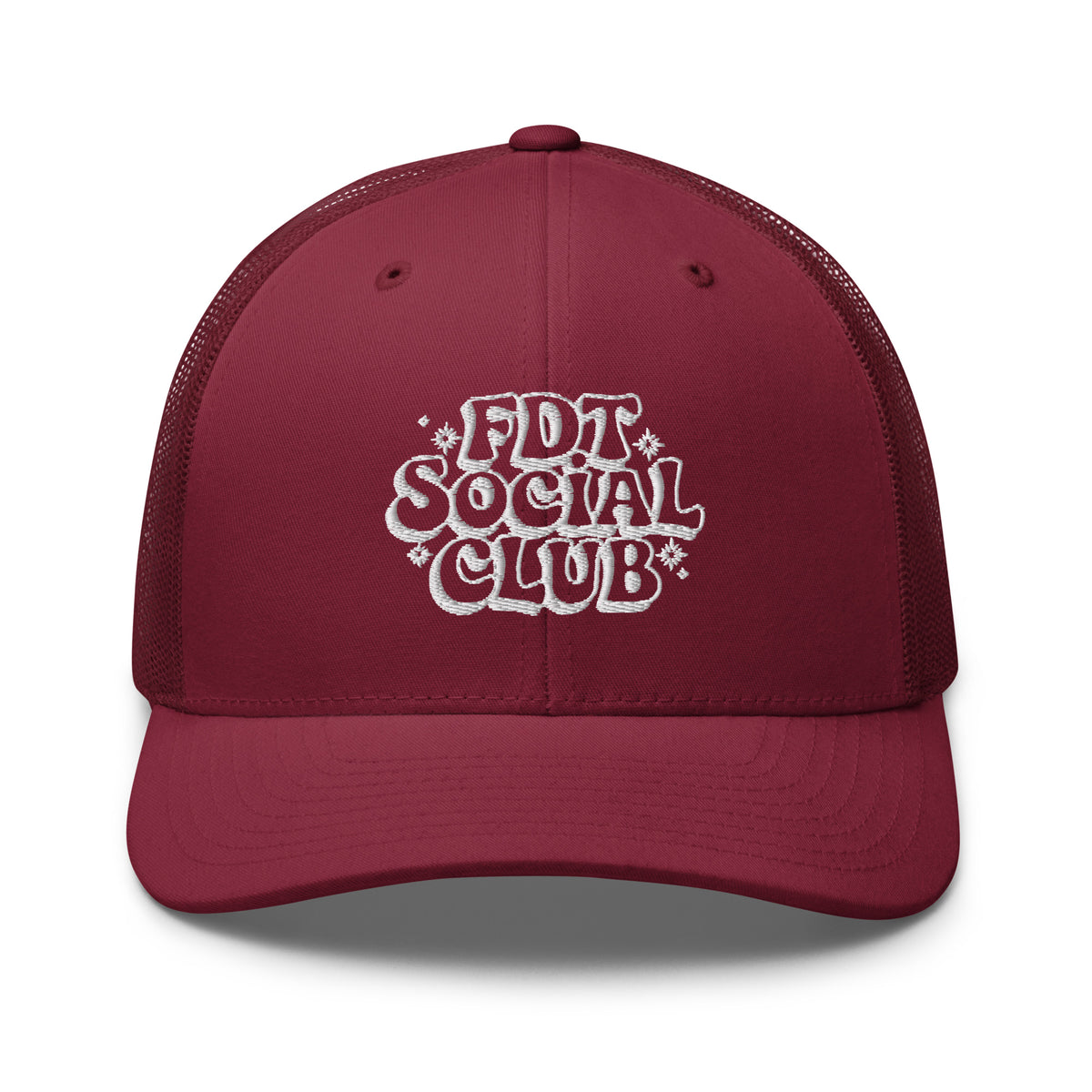 FDT Social Club Trucker Hat | Retro Groovy Embroidered Political Statement Cap | Spinsterly Co - Spinsterly Co
