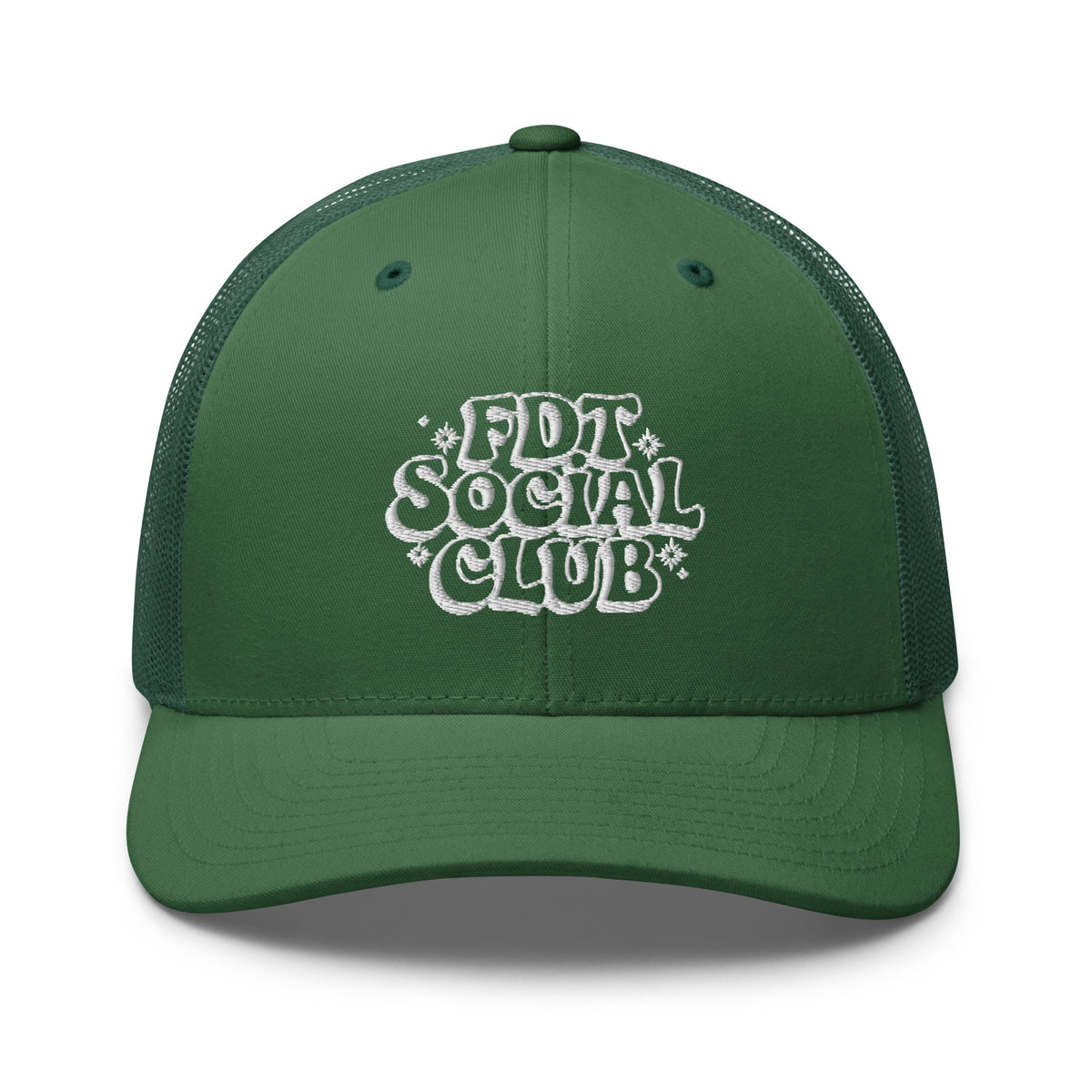 FDT Social Club Trucker Hat | Retro Groovy Embroidered Political Statement Cap | Spinsterly Co - Spinsterly Co